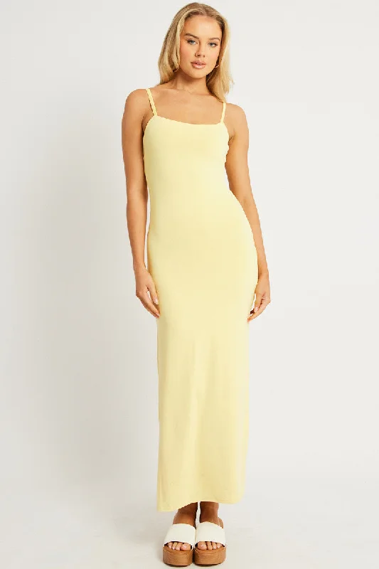 Yellow Bodycon Dress Maxi Supersoft