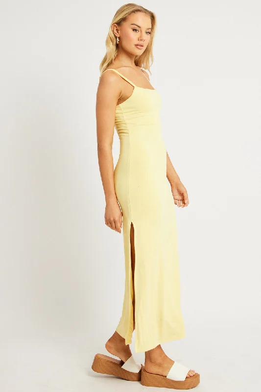 Yellow Bodycon Dress Maxi Supersoft