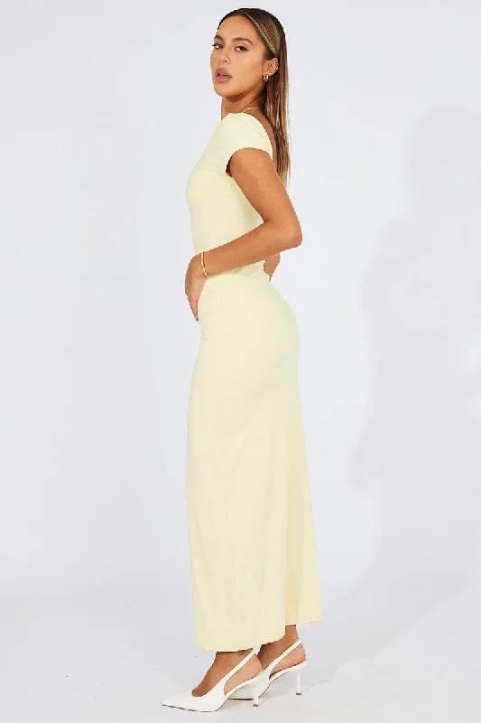 Yellow Supersoft Maxi Dress Short Sleeve