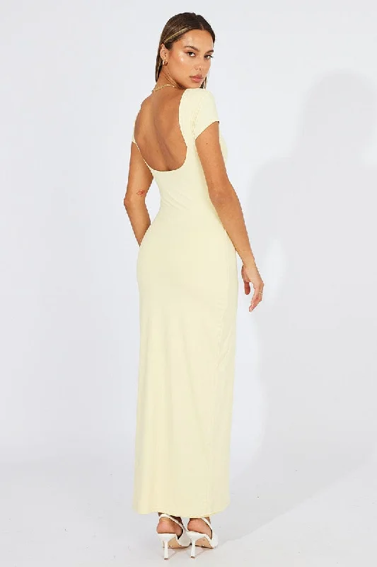 Yellow Supersoft Maxi Dress Short Sleeve