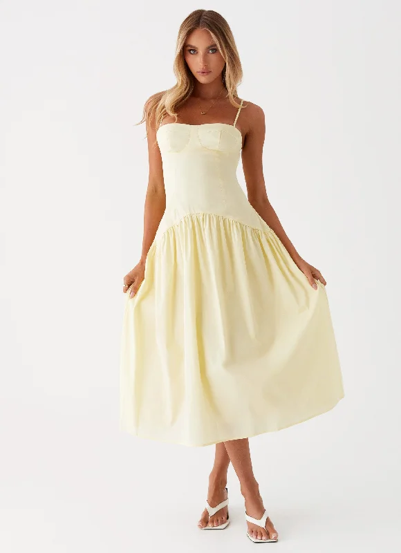 Yvette Corset Midi Dress - Yellow