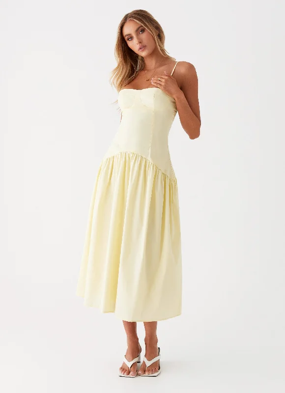 Yvette Corset Midi Dress - Yellow