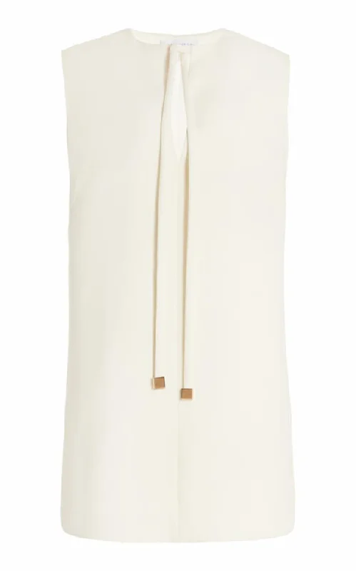 Zalman Dress in Ivory Double-Face Wool Crepe