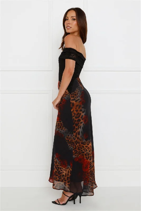 Amoret Midi Dress Black Leopard