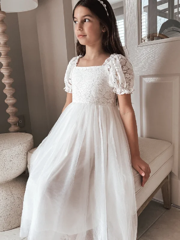 Callista Puff Sleeve White Dress