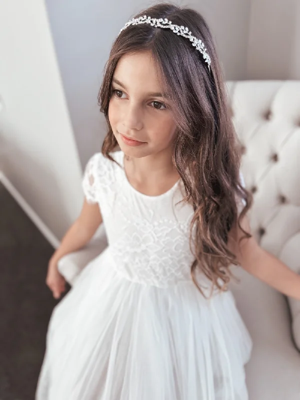 Celeste Girls White Lace & Tulle Dress