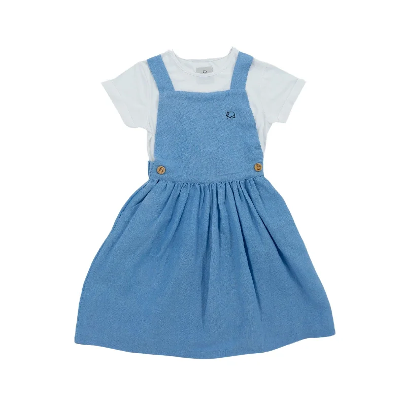 Cerulean Blue Linen Pinafore