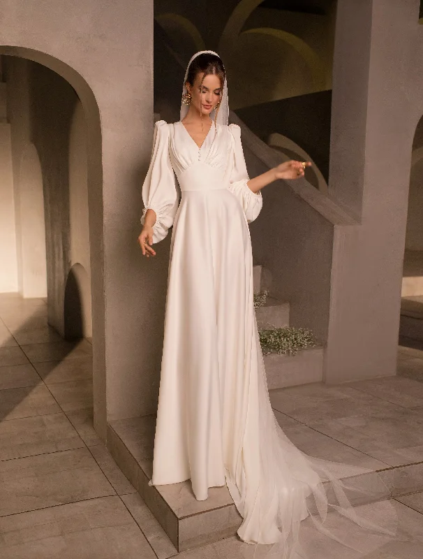 Delicate Long Sleeve Modest Wedding Dress