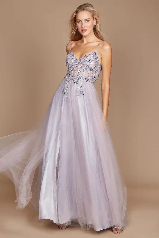 Dylan & Davids Long Jeweled Beaded Tulle Prom Dress