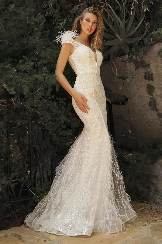 Cinderella Divine C57W Embellished Mermaid Feather Bridal Gown