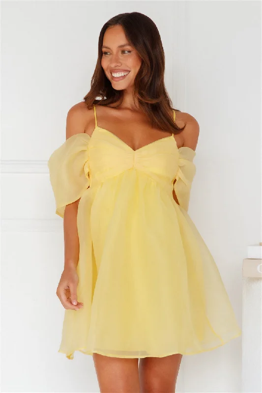 Embracing Formality Mini Dress Yellow