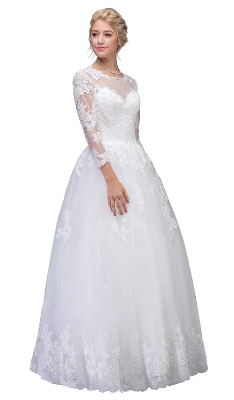 Eureka Fashion Bridal - Lace Long Sleeve Wedding Evening Gown