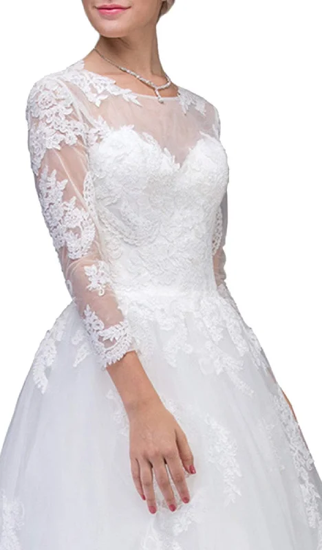 Eureka Fashion Bridal - Lace Long Sleeve Wedding Evening Gown