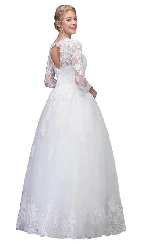 Eureka Fashion Bridal - Lace Long Sleeve Wedding Evening Gown