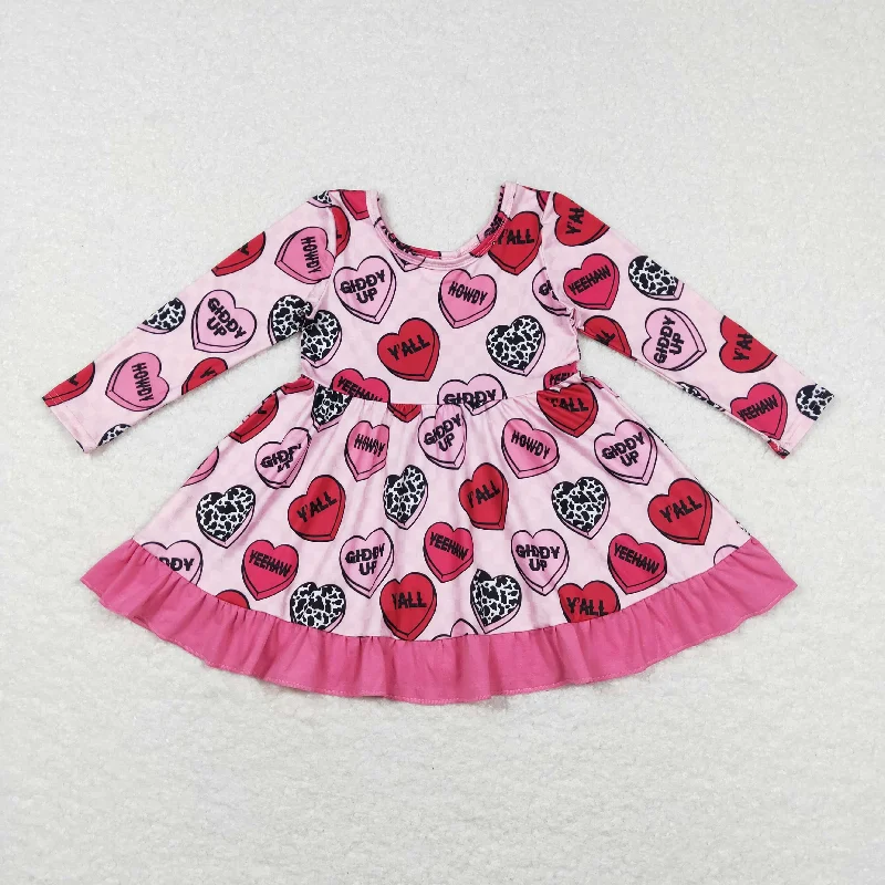 GLD0422 baby girl clothes howdy letters love valentine's day summer dress