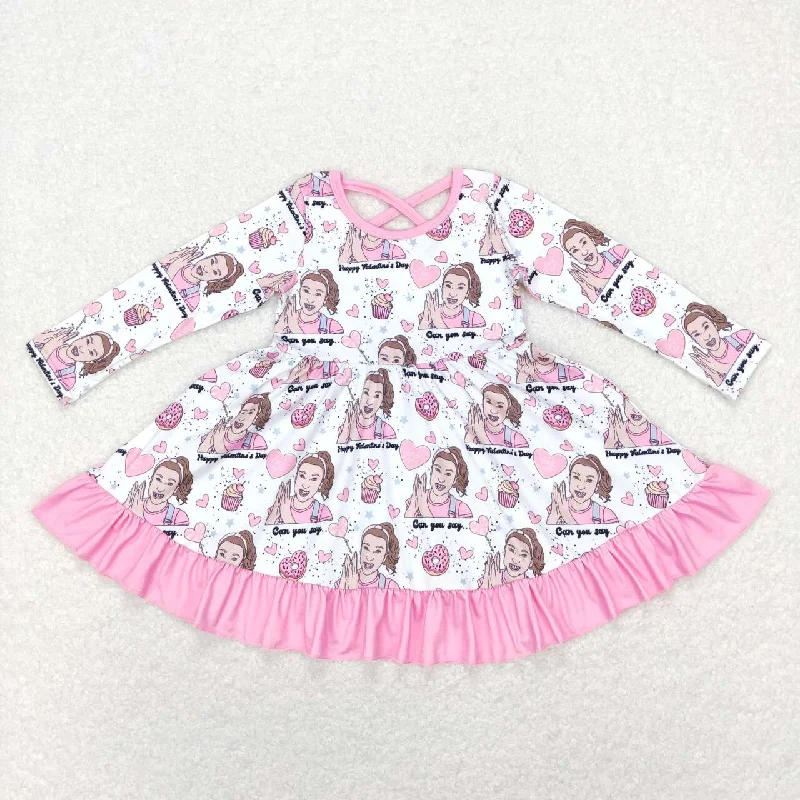 GLD0504 baby girl clothes  heart valentine's day girl winter dress