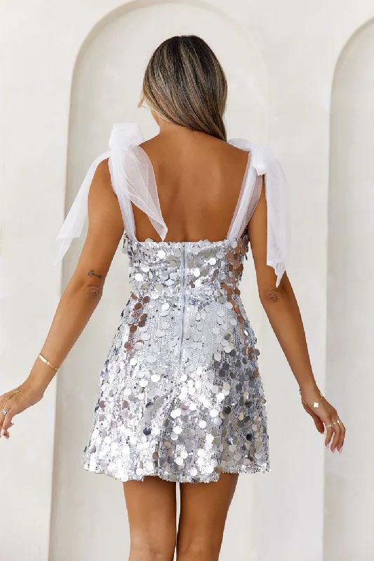 Glitterati Sequin Mini Dress Silver