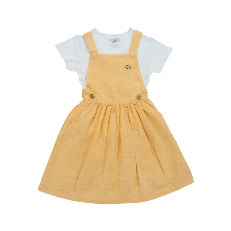 Elegant Golden Fleece Linen Pinafore