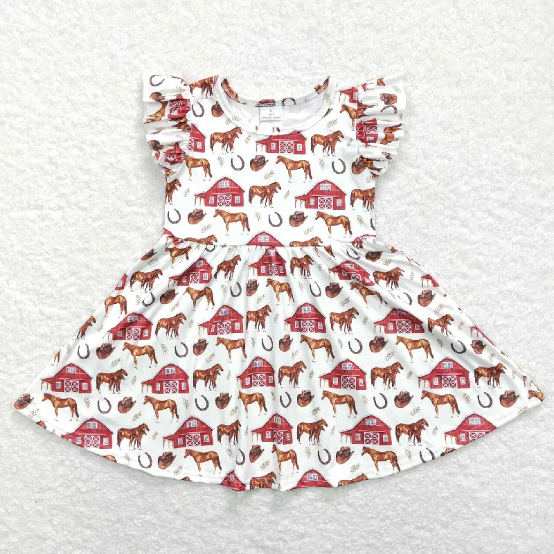 GSD0518 baby girl clothes girl farm horse summer dress