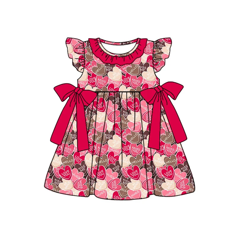 GSD0614 pre-order baby girl clothes girl heart valentine's day short sleeves dress