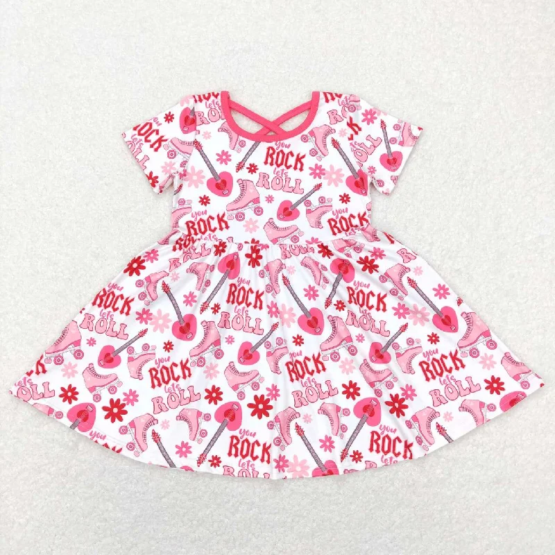 GSD0624 baby girl clothes  rock girl short sleeves dress