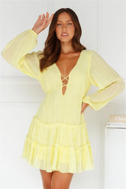 Indira Long Sleeve Mini Dress Yellow