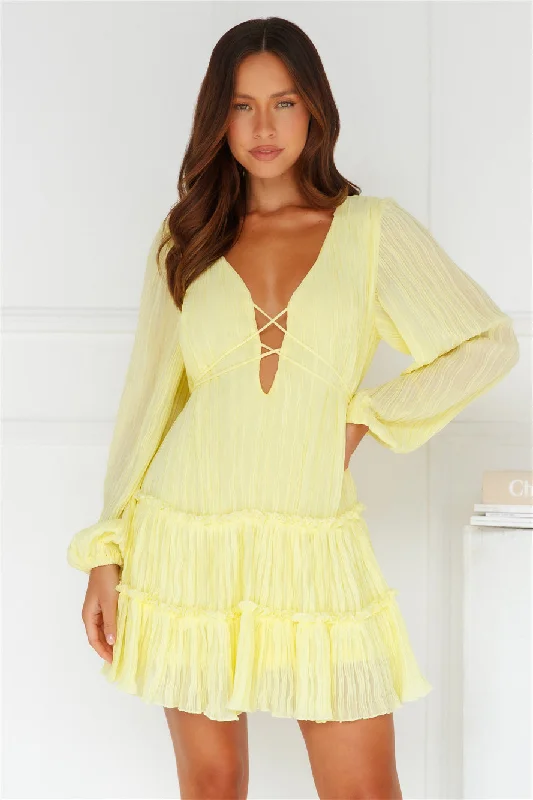 Indira Long Sleeve Mini Dress Yellow