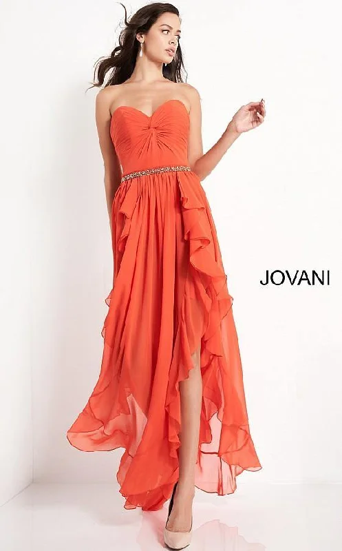 Jovani 04874 High Low Strapless Prom Chiffon Dress