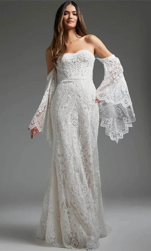 Jovani JB39162 - Bell Sleeve Lace Bridal Gown