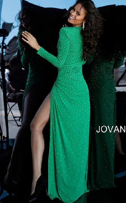 Jovani 3058 Prom Formal Long Sleeve Beaded Dress