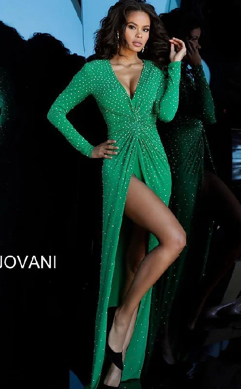 Jovani 3058 Prom Formal Long Sleeve Beaded Dress