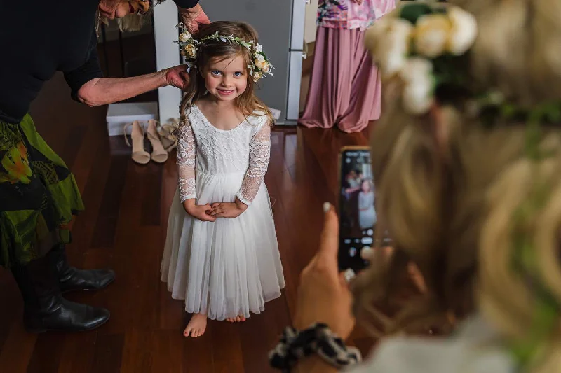 Juliette Ivory Flower Girl Dress - Full Length