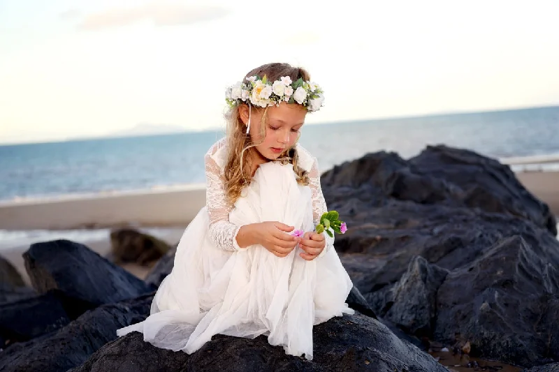 Juliette Ivory Flower Girl Dress - Full Length