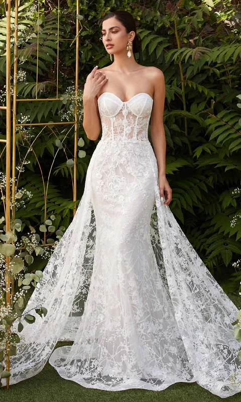 Ladivine CB046W - Sweetheart Neckline Gown With Overskirt