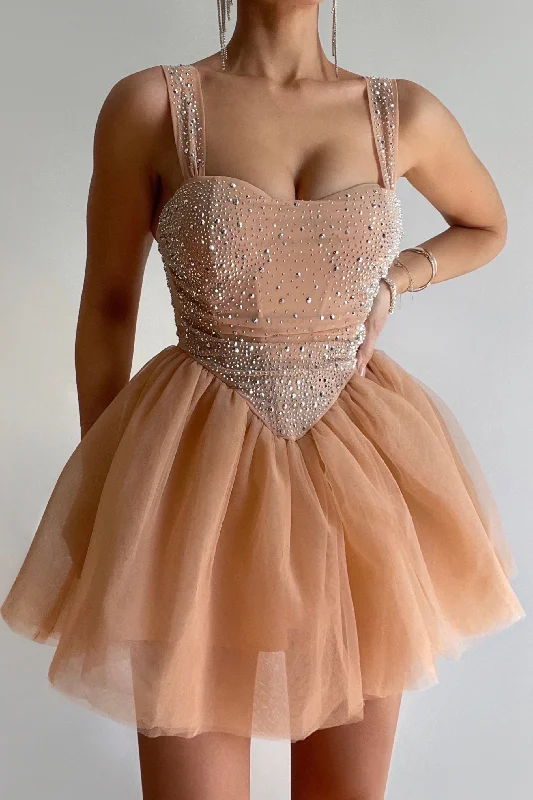 Lady Of The Palace Tulle Mini Dress Nude