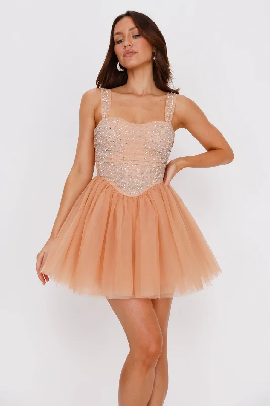 Lady Of The Palace Tulle Mini Dress Nude