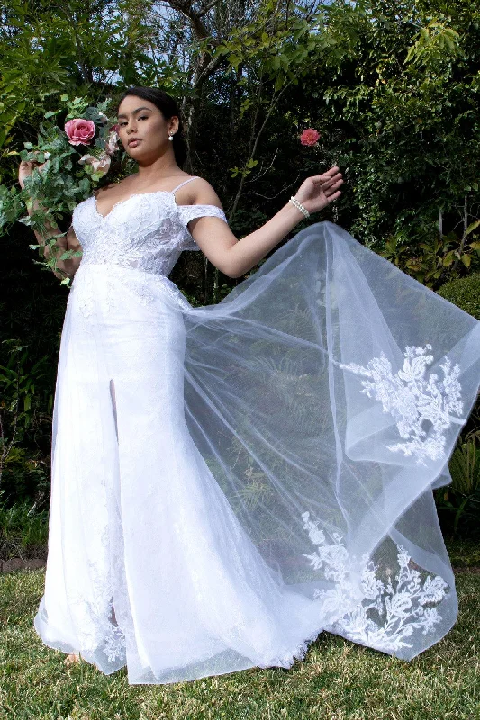 Long Off Shoulder Lace Wedding Gown