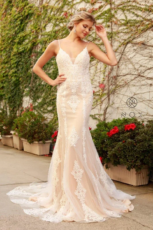 Long Lace Boho Wedding Dress