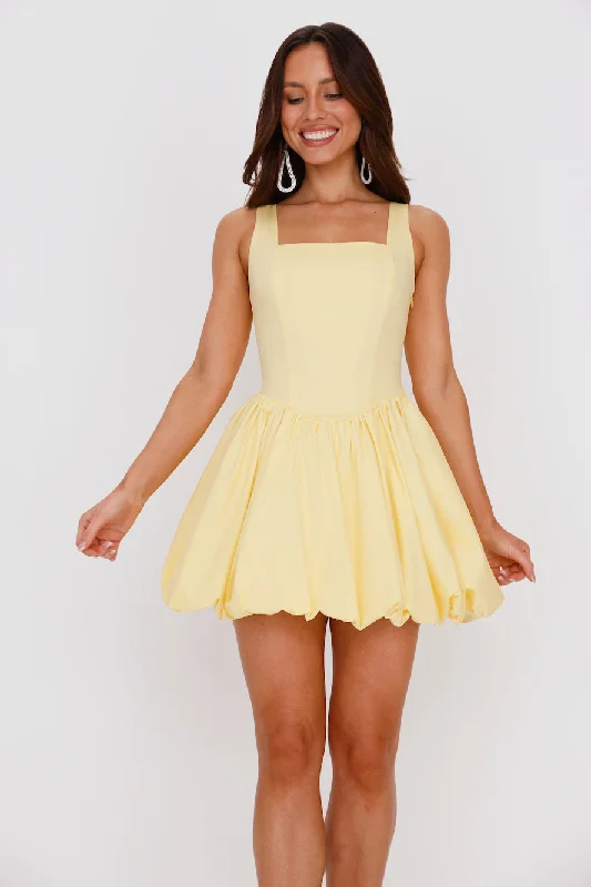 Midsummer Dream Bubble Mini Dress Yellow