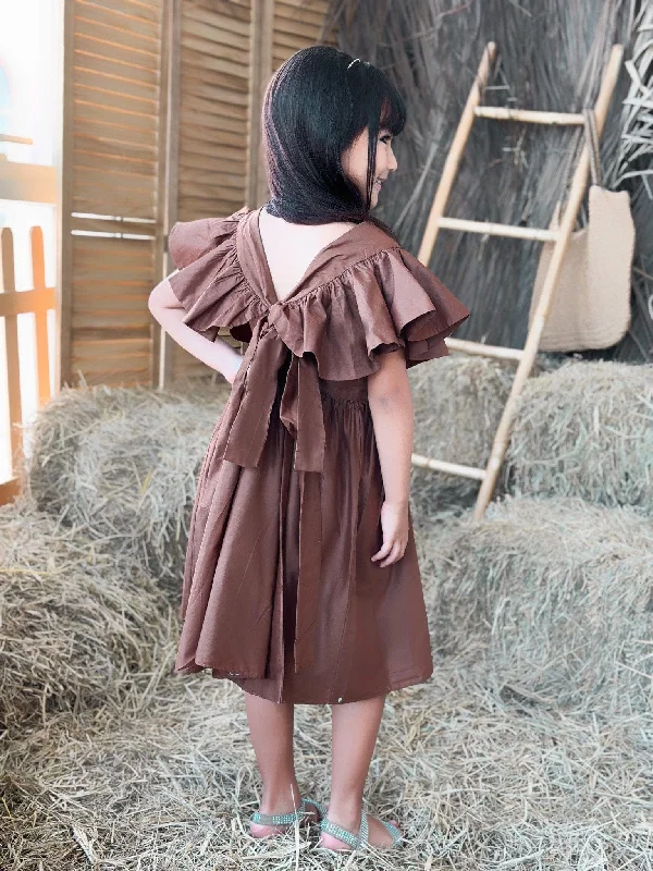 Mini Bronie Cotton Dress - Brown