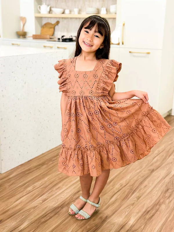 Mini Creamsicle Cut Work Embroidered Dress