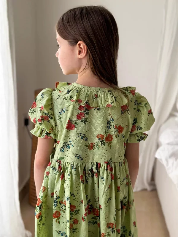 Mini Havana Cut Work Printed Dress For Girls