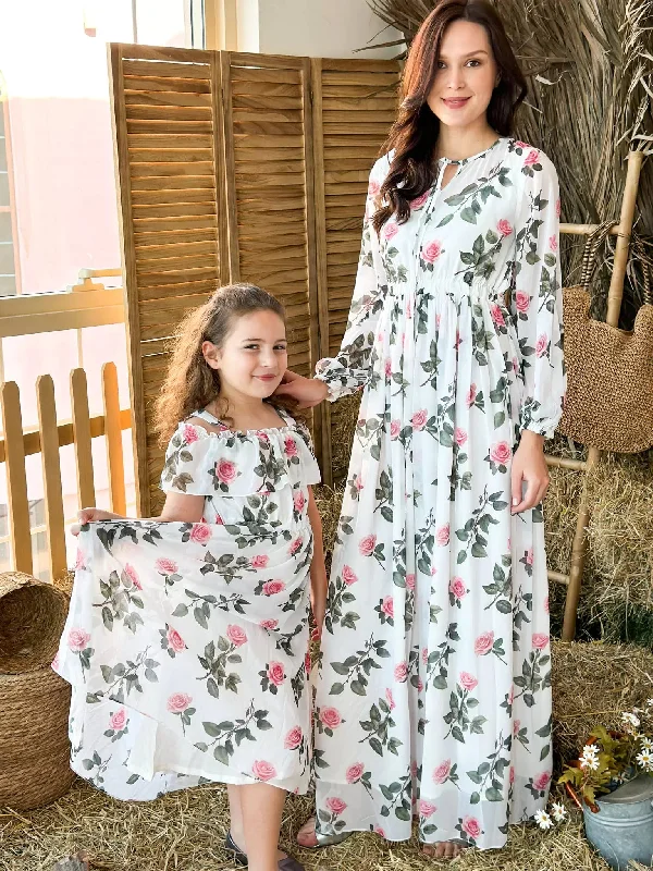 Mini Pink Porcelain Floral Long Dress