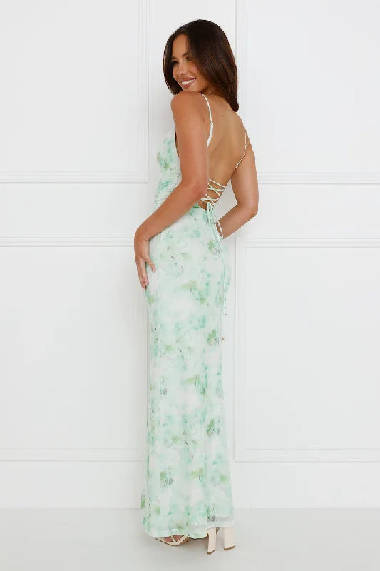 Musical Delight Mesh Maxi Dress Green