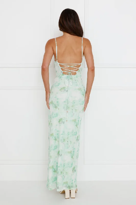 Musical Delight Mesh Maxi Dress Green