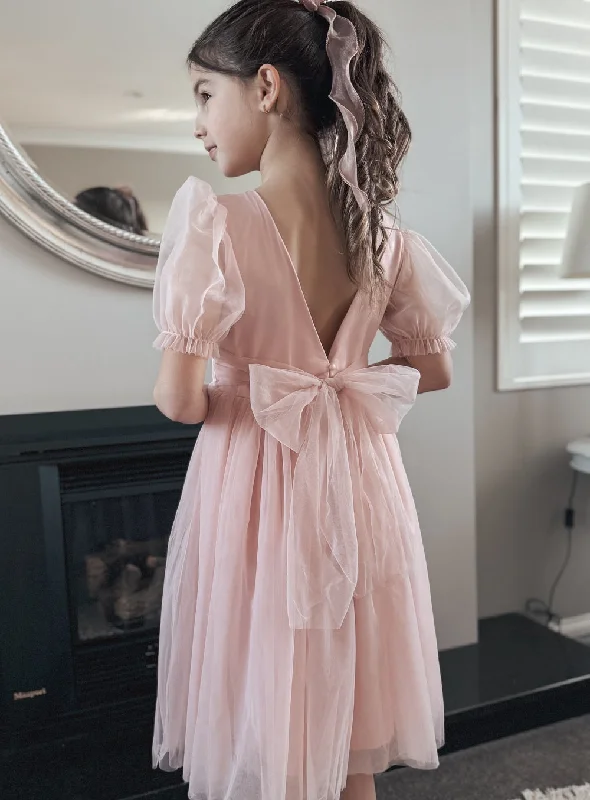 Nina Dusty Pink Flower Girl Dress