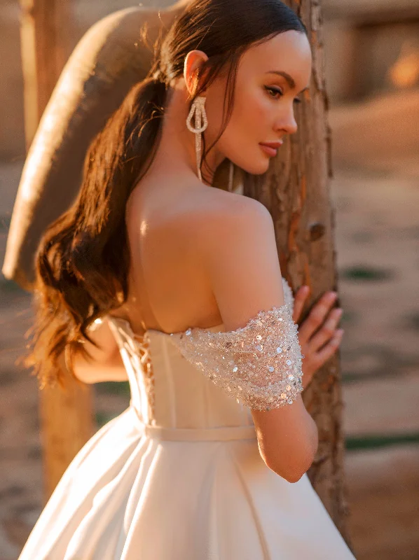 Off-the-shoulder A-Line Bridal Ball Gown