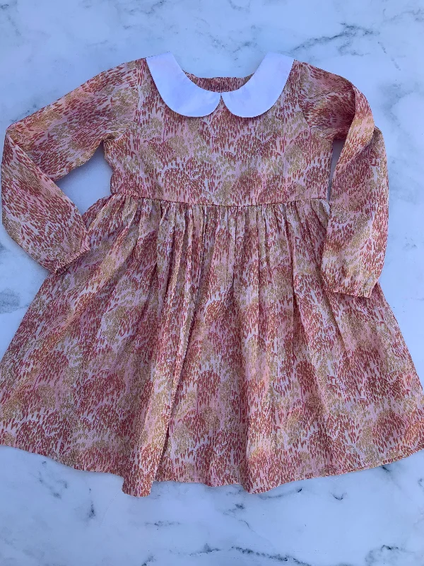 Pink and Gold Dress with white Peter pan collar