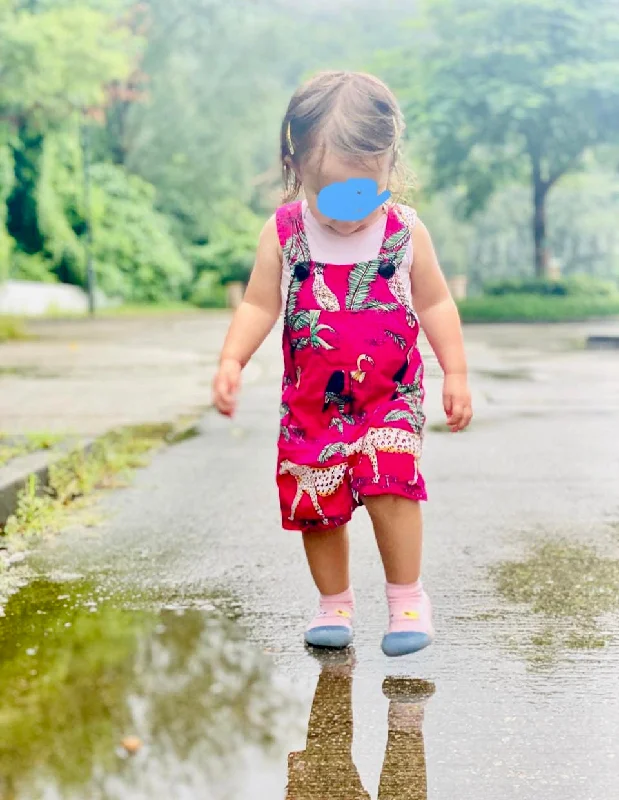 Pink Jungle Indian CottonDungaree Shorts