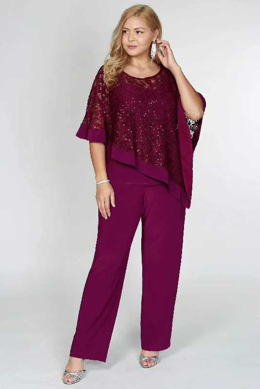 R&M Richards 2289W Plus Size Formal Cape Pant Suits